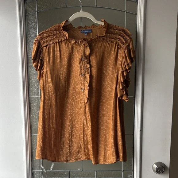 Democracy Rust Ruffled Blouse - Picture 1 of 6